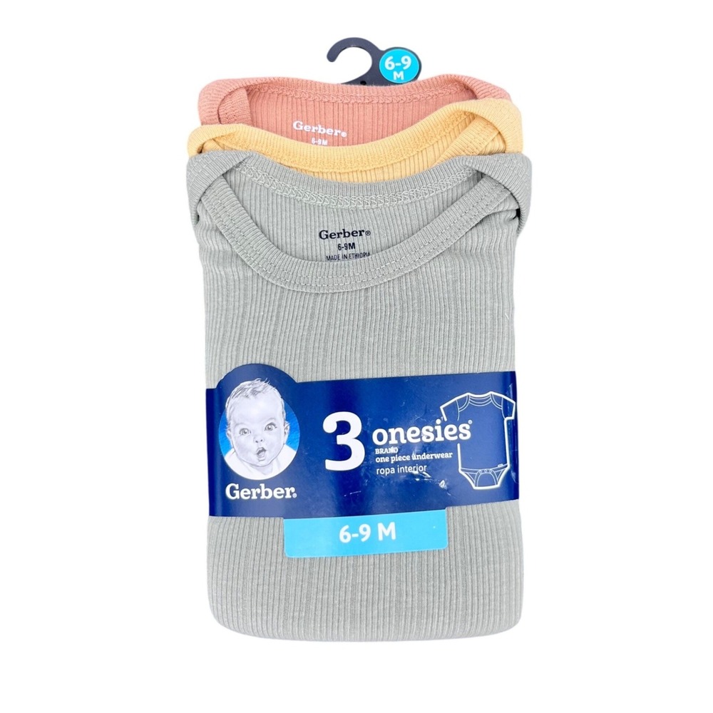 Gerber Onesies Bodysuits Unisex 6-9M Multicolor Cotton Short Sleeve 3-Pack NEW